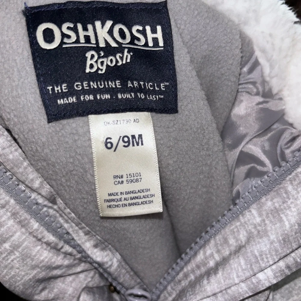 OshKosh B'gosh Gray‎ Puffer Snowsuit with Brown Accents